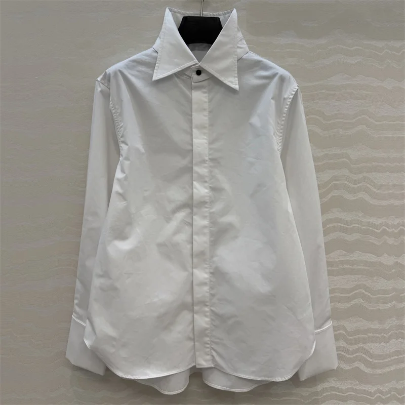 

Women's shirt New spring 2026 single breasted slim lapel long sleeved top High quality pure cotton Women's blouse women's tops