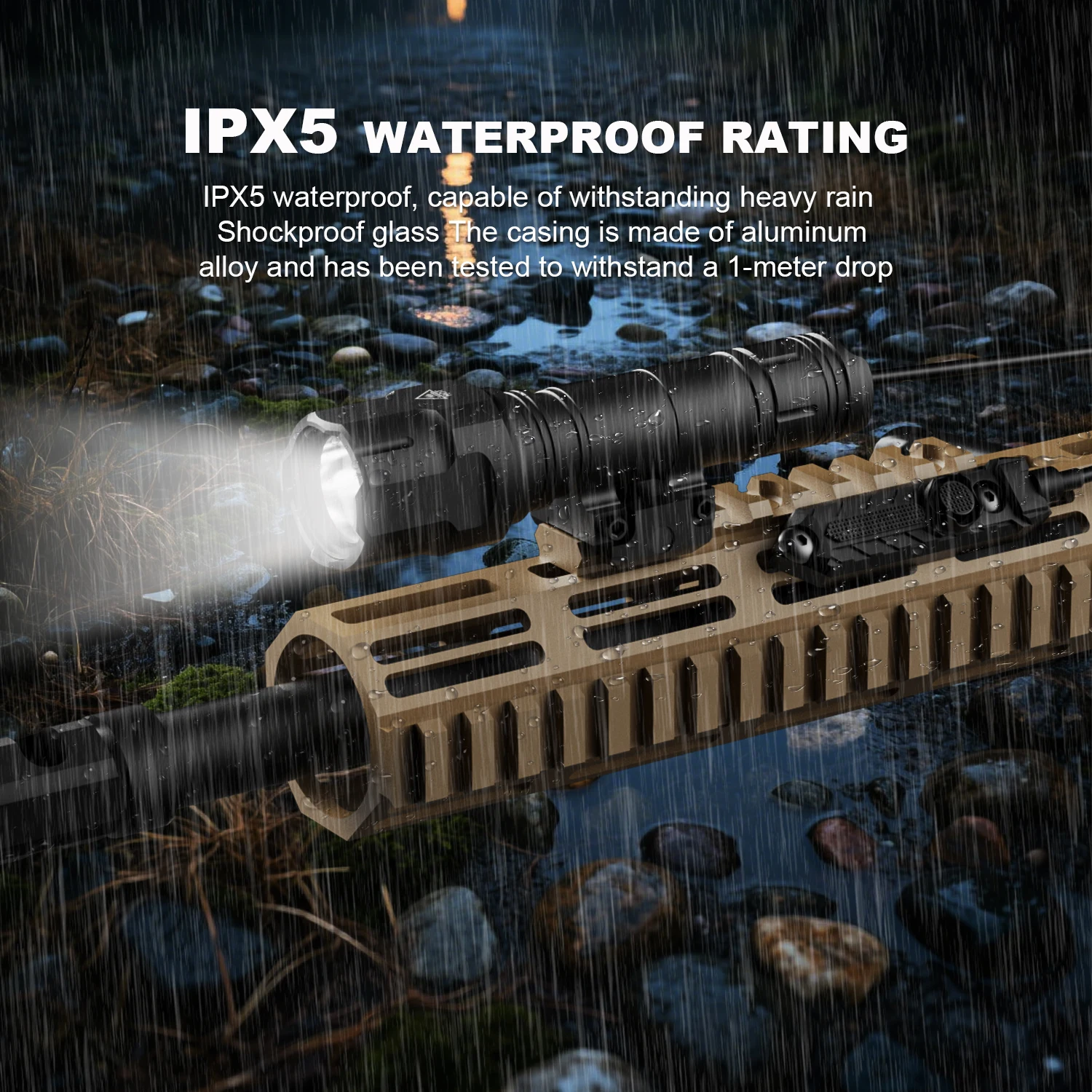 

Тактический фонарь 7009 - совместим с Picatinny/M-LOK, с задним выносным выключателем, Type-C и двумя аккумуляторами.