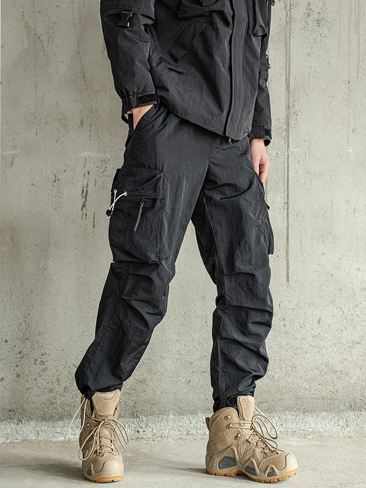 2024 Spring New Men's Cargo Pants Korean Fashion Outdoor Big Pockets Straight Baggy Casual Pants Male Wide Leg Loose Trousers