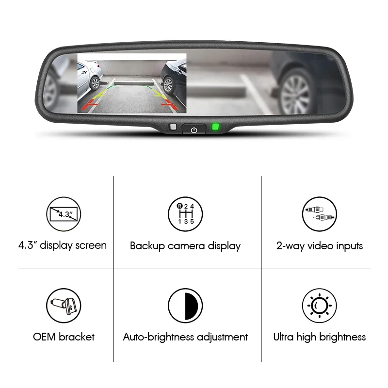 OEM Design High Brightness 4.3 inch Smart Rearview Glass Mirror for Cars