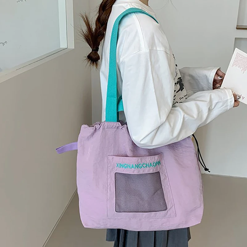 

HAEX Dopamine женские сумки-тоут 2025 дизайн повседневная лоскутная нейлоновая сумка через плечо Bolso Mujer Harajuku лаконичная повседневная женская сумка для поездок на работу