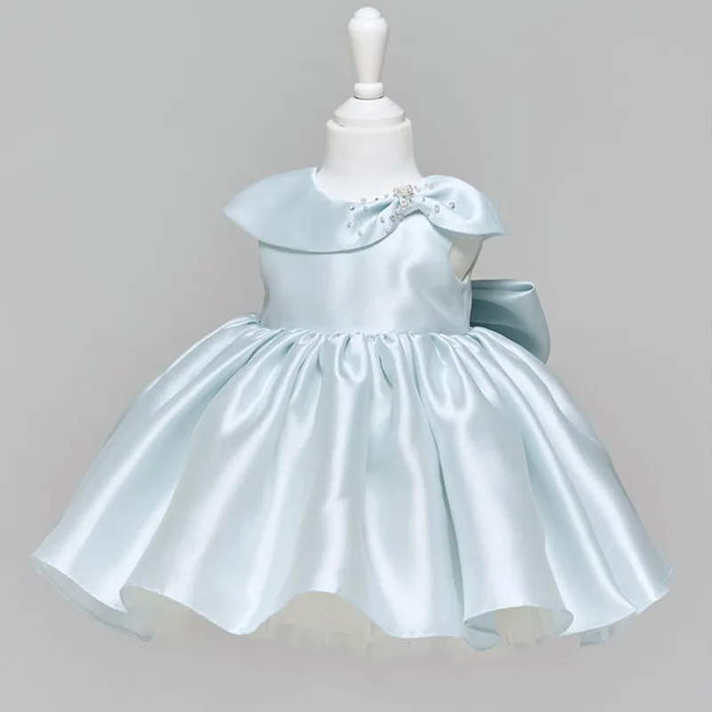 

High End Girls Cute Bow Design Birthday Baptism Princess Ball Gown Children Fashion Wedding Party Dress y1661