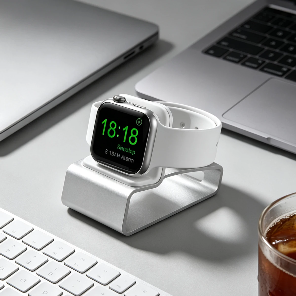 Aluminum Charger Stand for Apple Watch Ultra 1 2/9/8/7/6/5/4/3/2/AirPods Dock Station Silicon Desktop Charging Holder Nightstand view 5