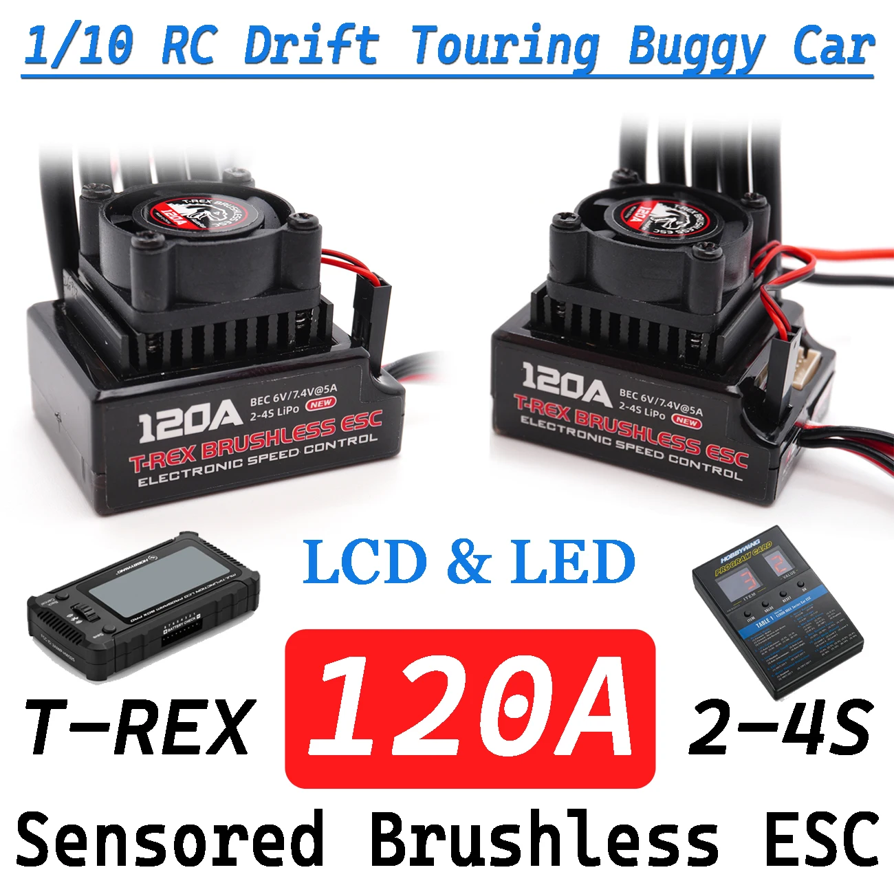 Brushless Esc Sensored 120A Rc Drift - T-REX 120A 2-4S ESC sem escovas