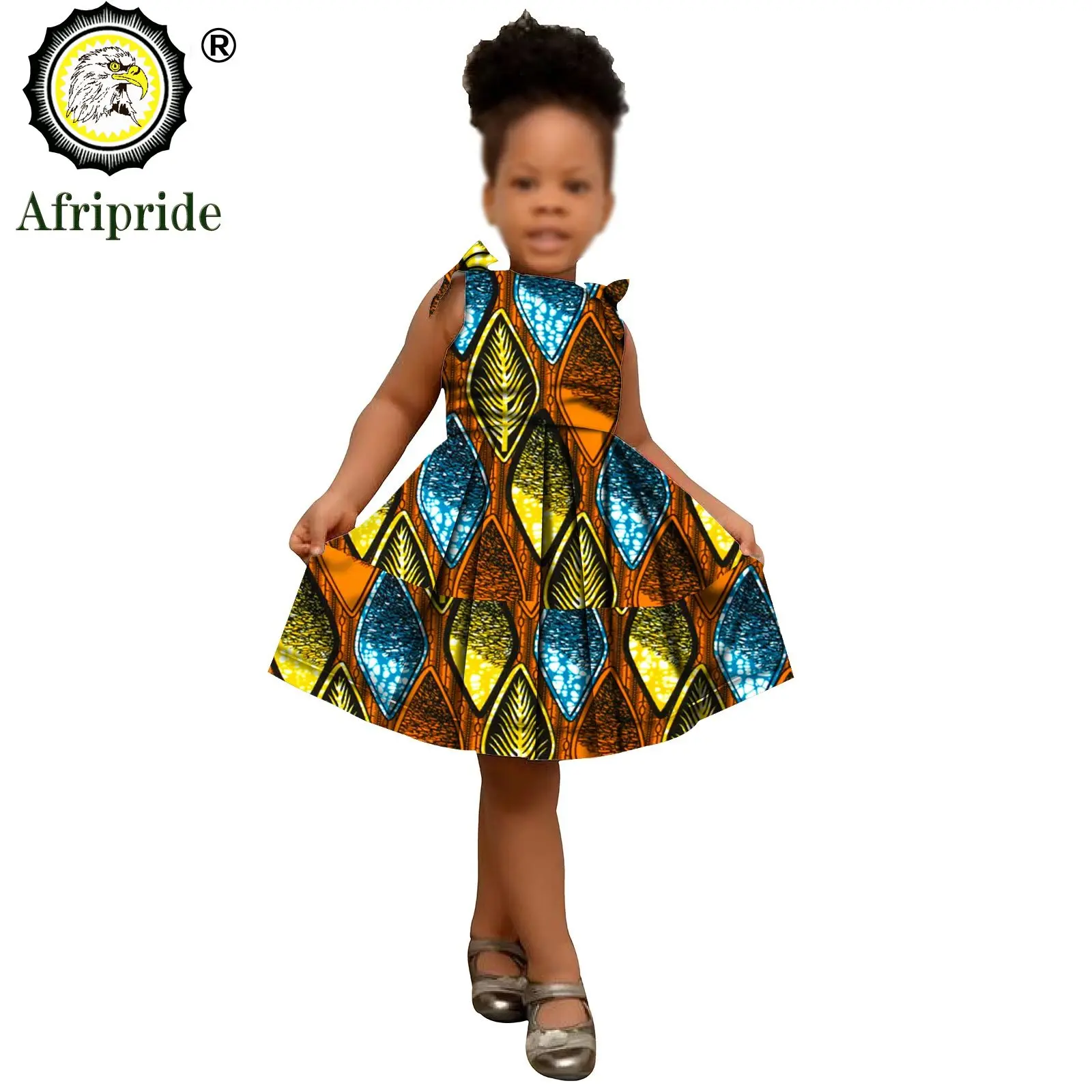 2025 African Children Clothing Kids Dashiki Ankara Print Dresses Sleeveless Lovely Mini Dress for Girl AFRIPRIDE S1940005
