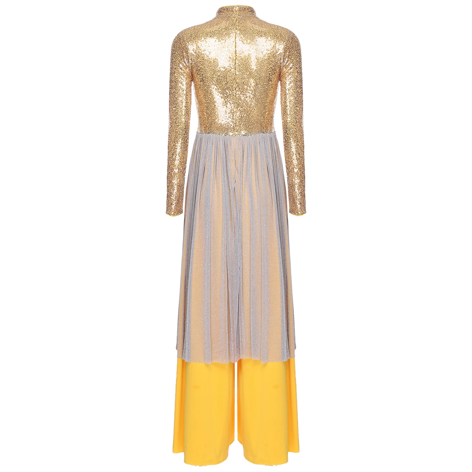 المرأة العبادة زي الترتر الكنيسة جوقة الليتورجية بذلة الثناء تراكب فضفاض Catsuit الأداء الغنائي الحديث زي