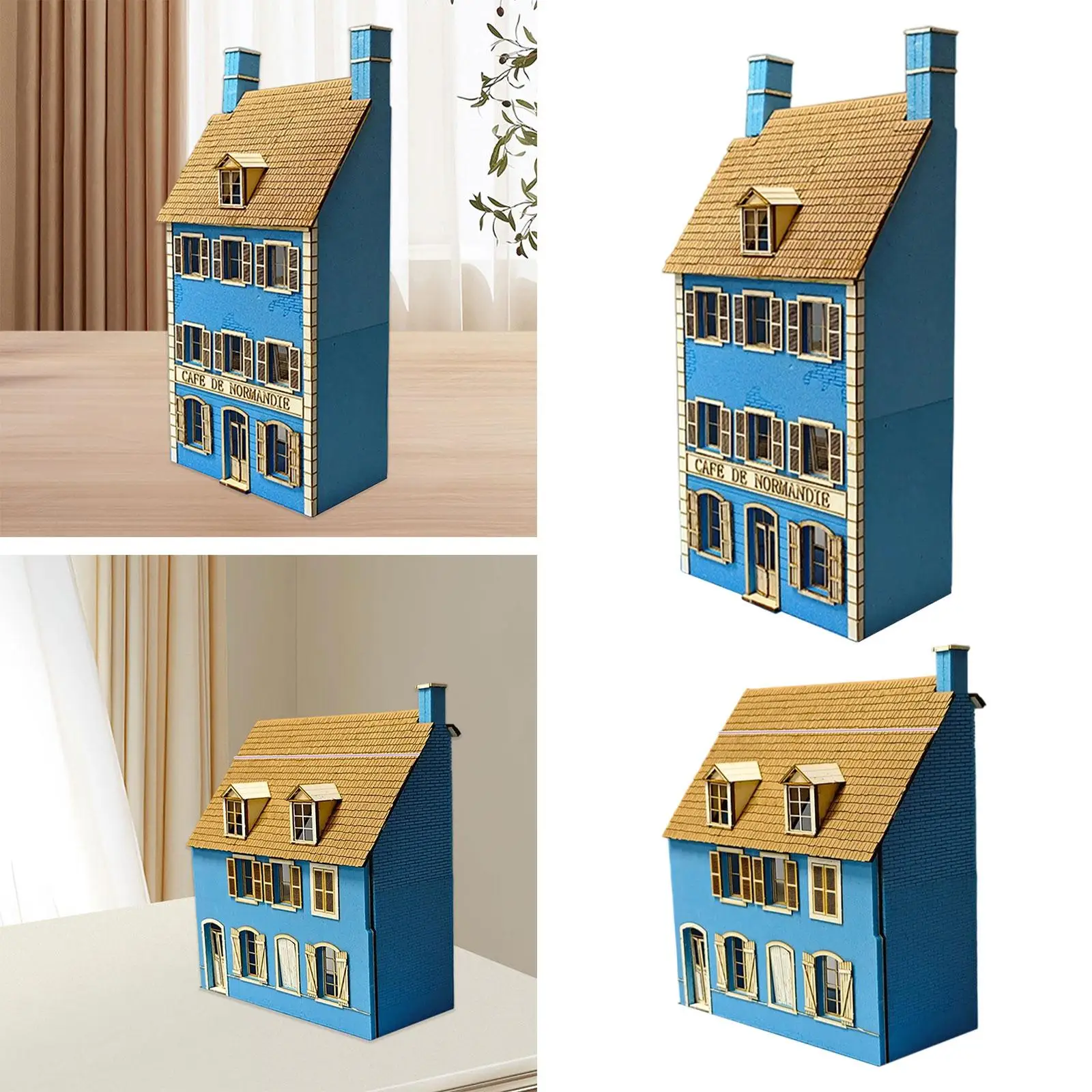 

1/35 Miniature Cafe Building Diorama Scenery Landscape Educational Railway Layout Model Assembled Model for Scene Accessory