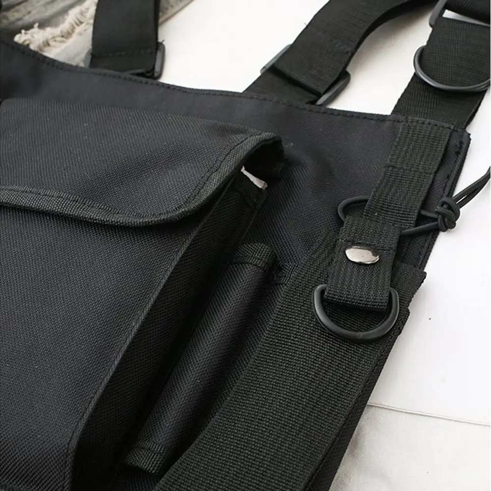 Functional Chest Bag Fashion Hip Hop Vest Streetwear Bag Waist Pack Women Black Chest Rig Bag