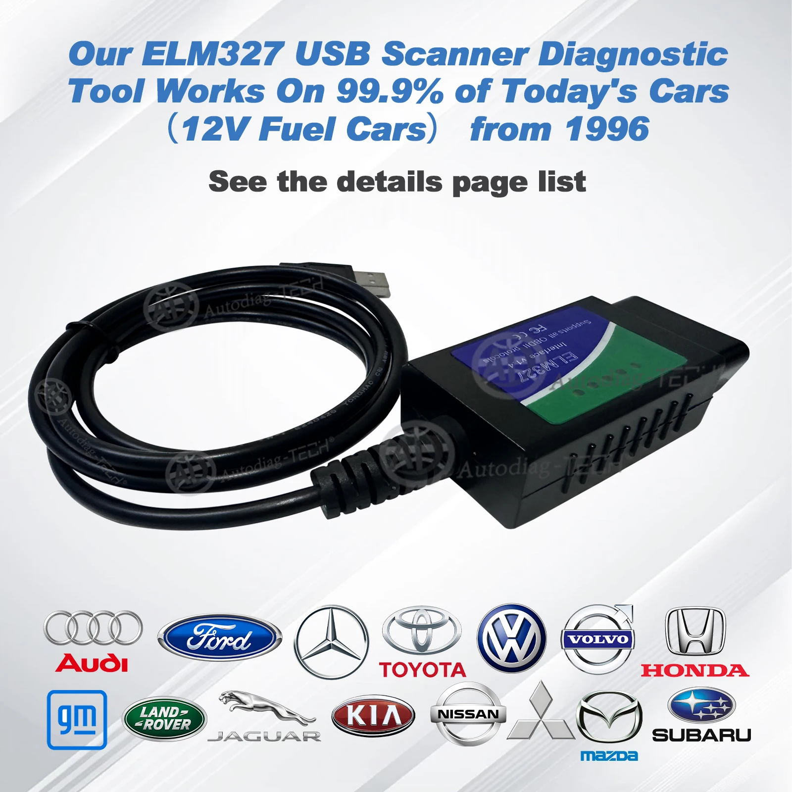 ELM327 USB OBD2 with 2480 Chip Scan Tool/Code Reader,ELM 327 OBDII Automotive Diagnostic Tool Up to 500,000bps Baud Rate