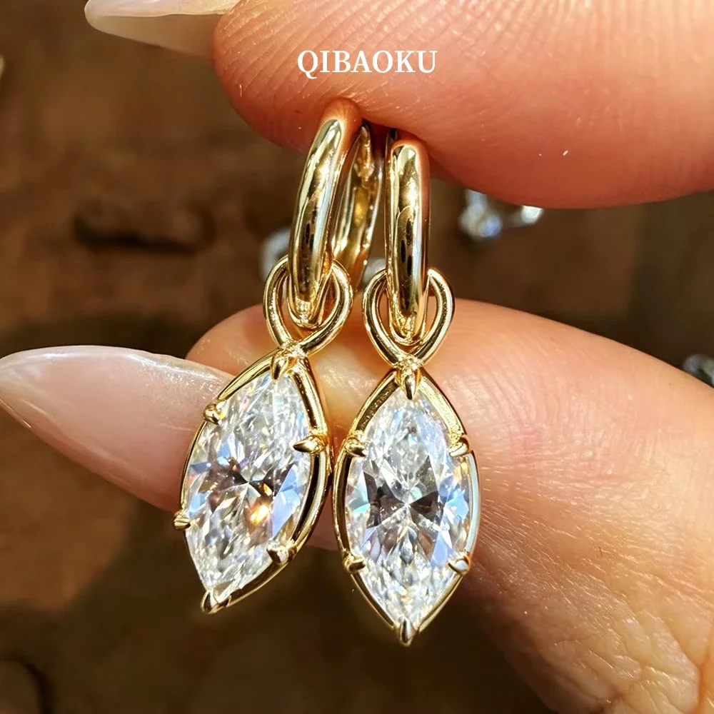 FCGJHW 1Carat Marquise Moissanite Drop Earrings Pure S925 Silver Diamond Ear Buckle for Women Wedding Fine Jewelry Gifts 2026