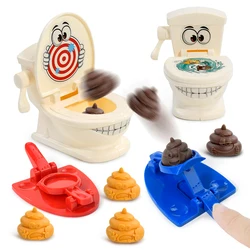 Mini Toilet Anti Stress Toys Two Person Interactive Catapult Toilet Toy Tabletop Game Throw Battle Toy Poops for Kids Adult