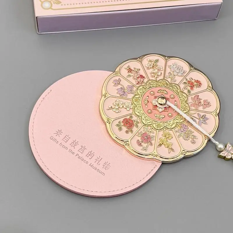 For Women Flower Pattern Portable Compact Mirror Portable Compact Makeup Mirror With Stand Flower Pattern Mirror Office Desk