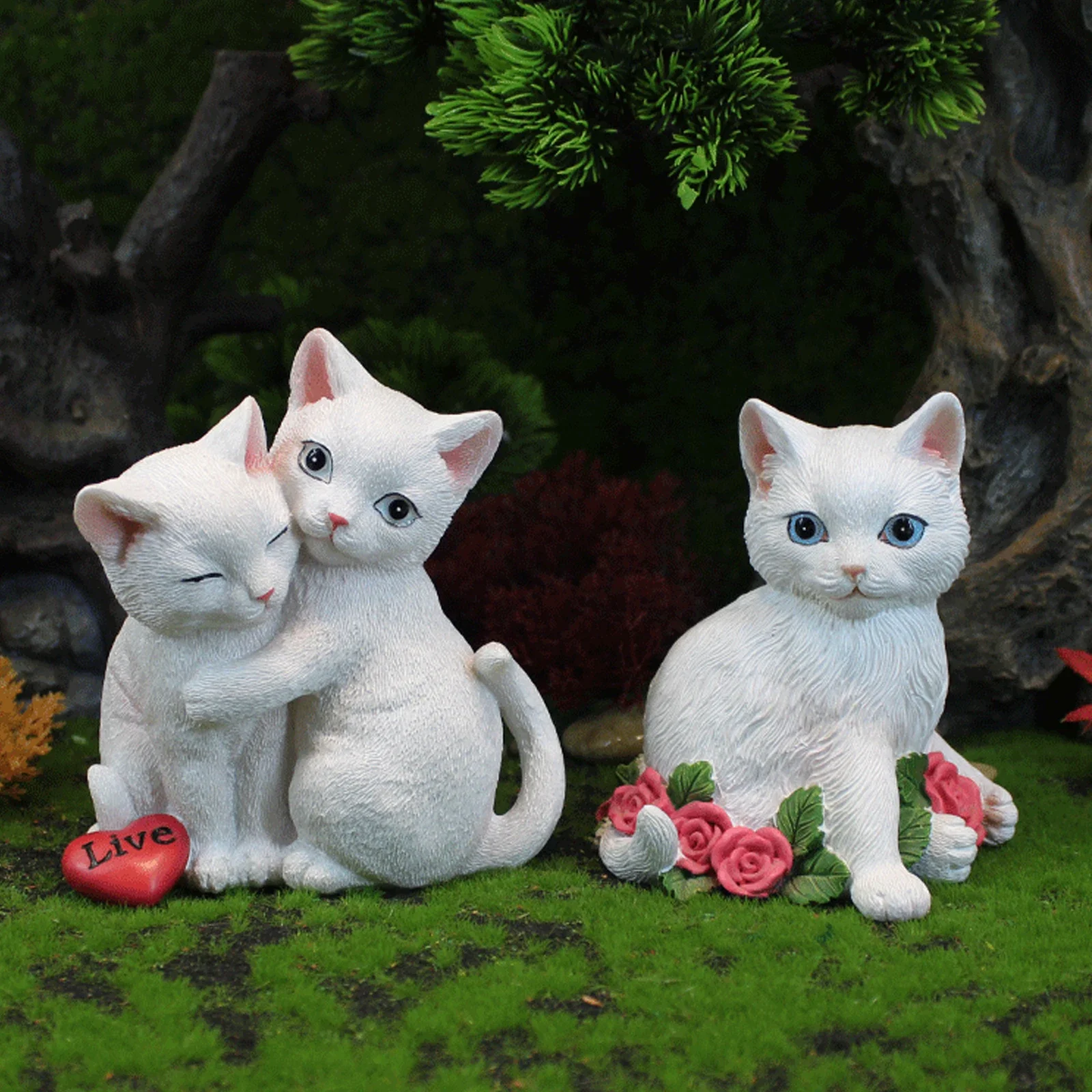

Cat Garden Decorative Statue Simulation Cute Resin Kitten Craft Ornaments Gift For Home Any Occasion