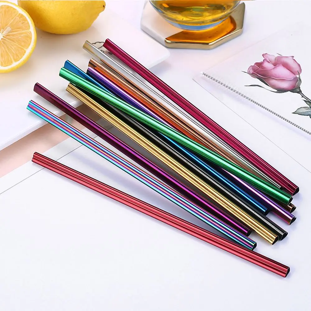 Stainless Steel Drinking Straw Useful Beverage Drinking Straw Reusable Heart-shaped Milk Tea Metal Drinking Straw 7pc/lot