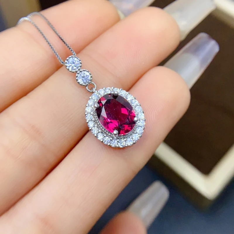 

Natural Garnet pendant necklace for women silver 925 jewelry luxury gem stones 18k gold plated free shiping items