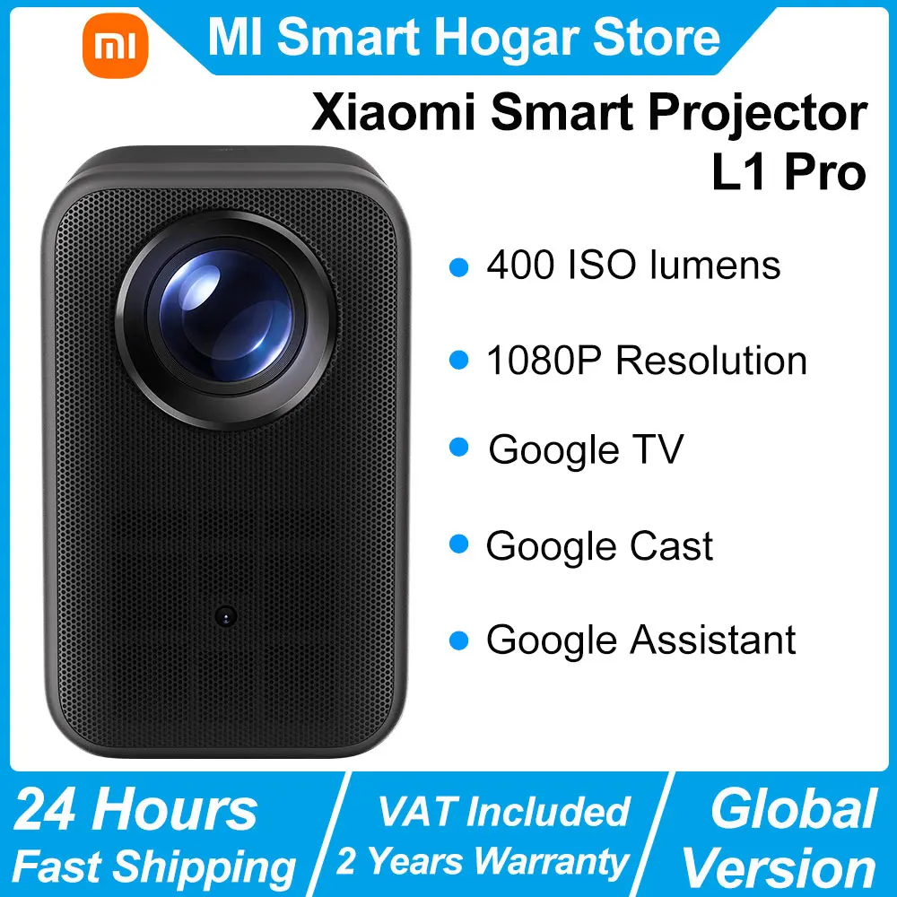 Xiaomi Smart Projector L1 Pro, 400 ISO Lumen Google TV 1080p Fysieke Resolutie, Automatische Focus & Automatische Keystone Correctie, Dolby Audio