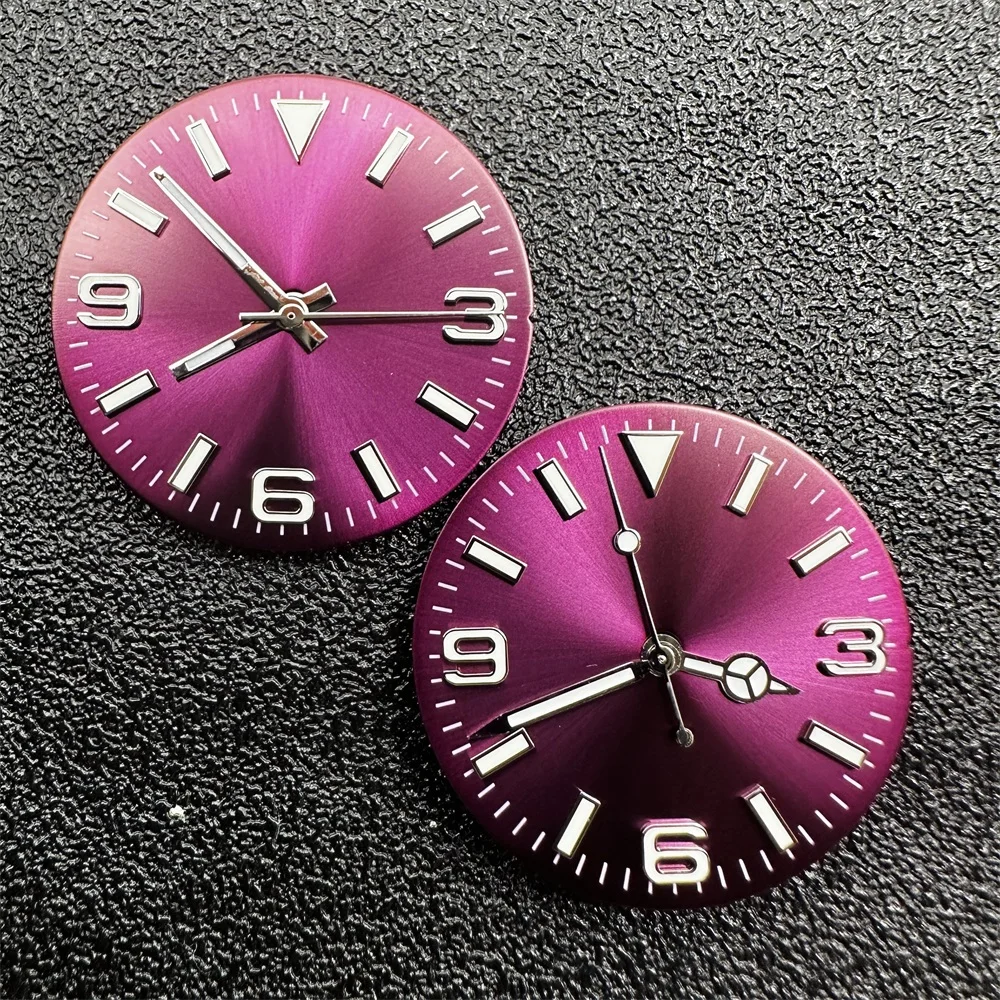 28.5mm Sun Pattern Purple Watch Dial Set Green Luminous 3 6 9 Digital Watch Faces Accessories for NH35 NH36 Movement