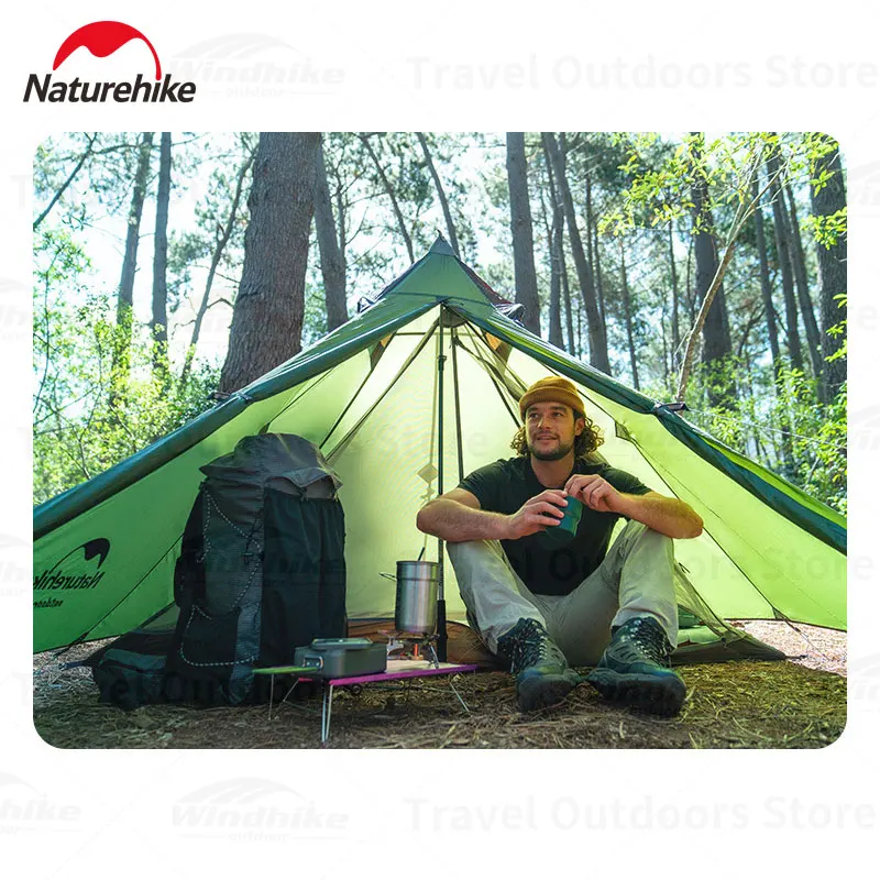 Naturehike Spire tenda kanopi nilon 20D 380T, tenda berkemah 4 ㎡ ruang besar luar ruangan portabel 1 orang PU2000mm mendaki pantai