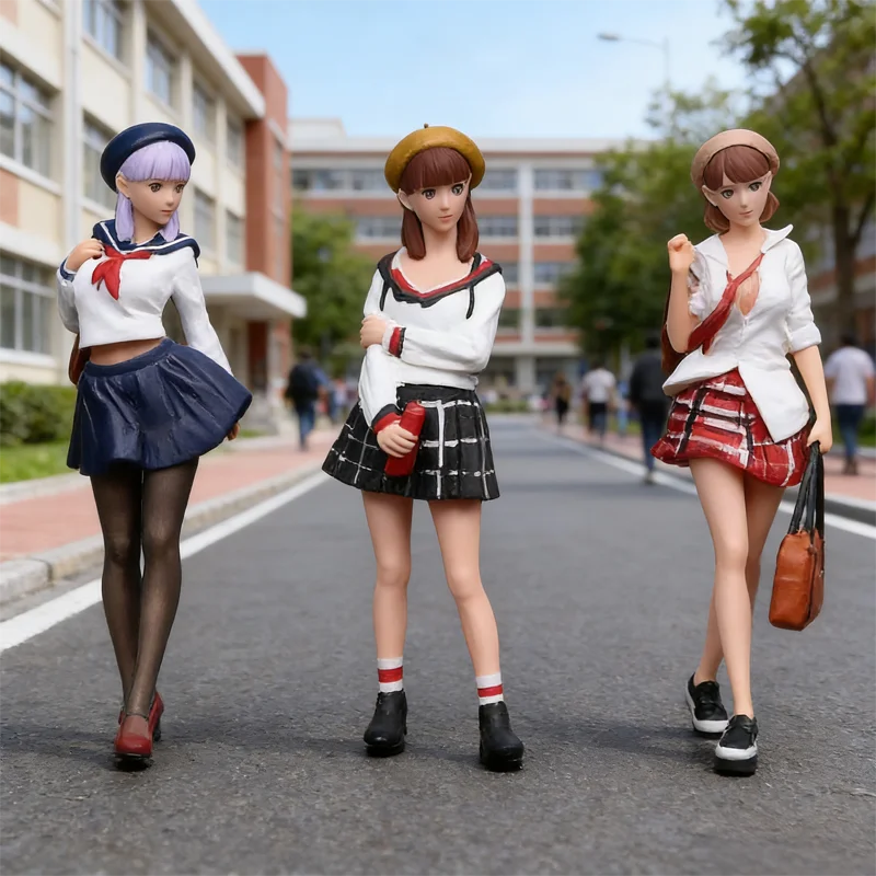 

1/64 New Product In Stock JK Pure Girl Doll Set Miniature Resin Model DIY Handmade Painting Scene Matching Ornament Toy Gift