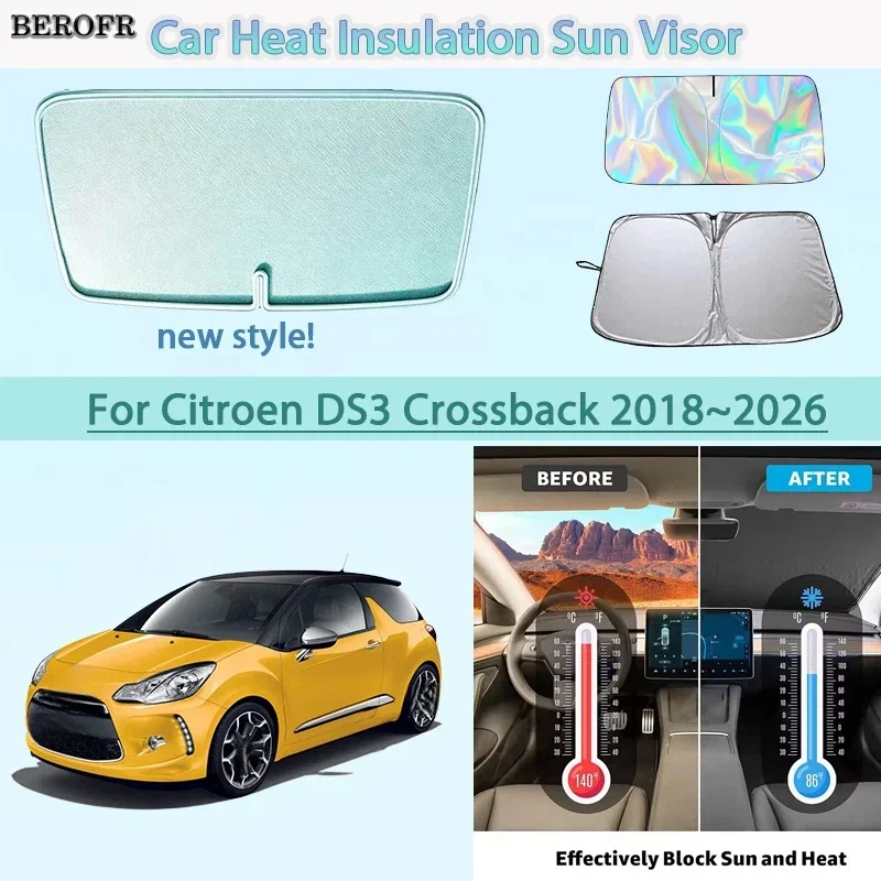 Car Front Windshield Sunshade Heat Reflector Windscreen Protect Car Interior For Citroen DS3 Crossback 2018~2025 2026