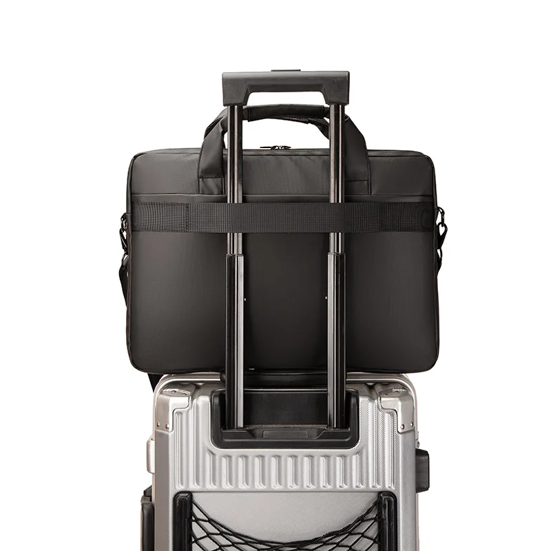 Waterproof leather film large-capacity men's handbag, 15.6-inch computer storage, single-shoulder business commuting briefcase