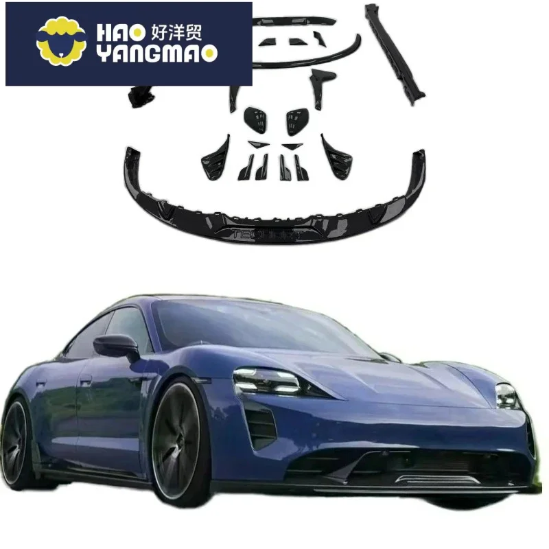 Suitable for Glossy/Matt FORPorsche Taycan TechArt-Style Body Kit Dry Carbon Fiber Front Lip, Rear Diffuser, Side Skirt, Spoiler