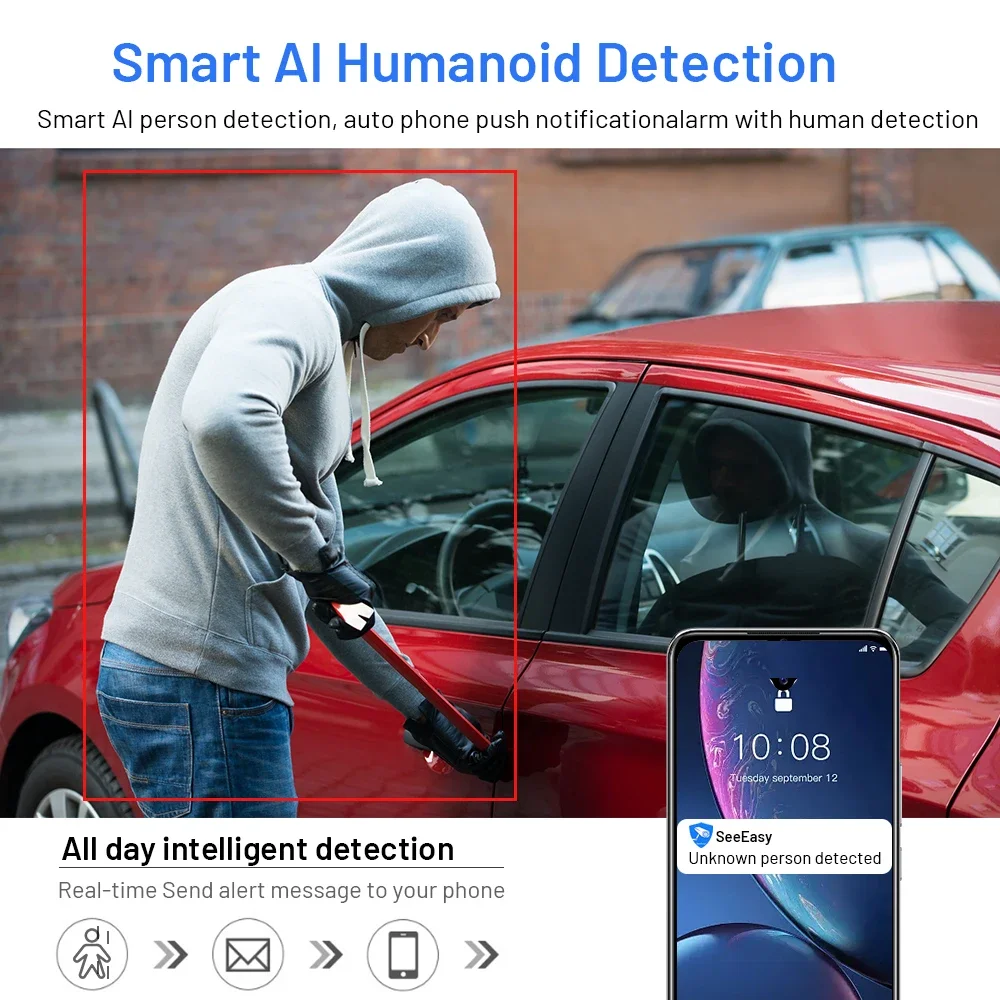 2025 New Dark Fighter Mini PTZ Camera Security Camera System 4K 8MP 8CH POE NVR Kit Face Car Number Plate License View Camera