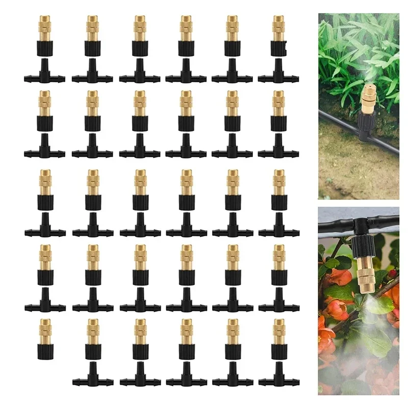 Greenhouse 5-25M Outdoor 1/4 Brass Atomizer Misting Cooling System Automatic Watering Nozzle Set Copper Nozzle Drip Irrigation