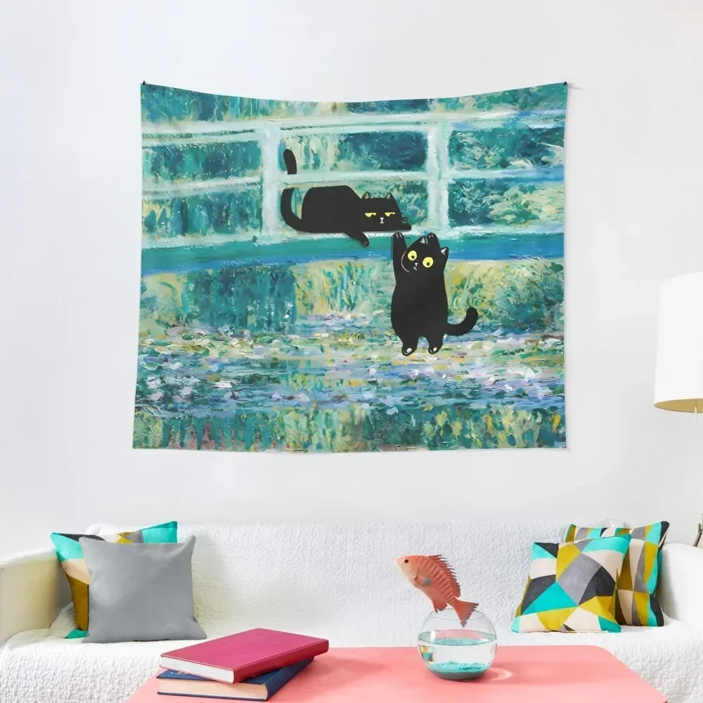 

Bridge over a Pond of Waterlilies Cat Tapestry Decoration Aesthetic Wall Coverings Room Decor Aesthetic Tapestry