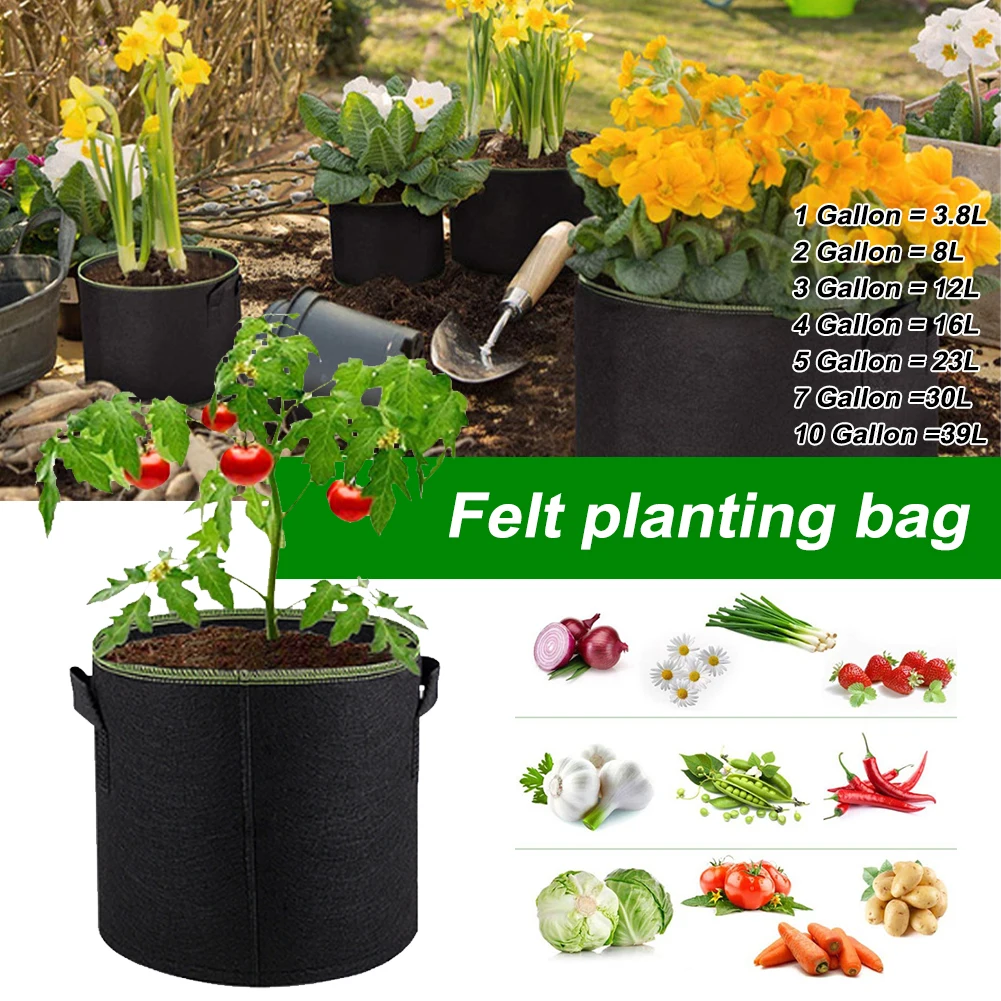 1/2/3/4/5/7/10 Gallon Felt Grow Bags Gardening Fabric Grow Pot Potato Tomato Planting Bag Garden Vegetable Planting Pots