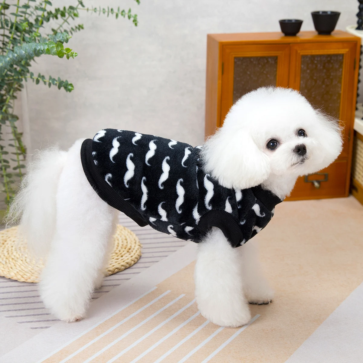 Winter Dog Clothes with Buckle Black White Pet Clothes for Small Dogs Pomeranian Sweater Chihuahua Vest Puppy Cats Pug Jacket