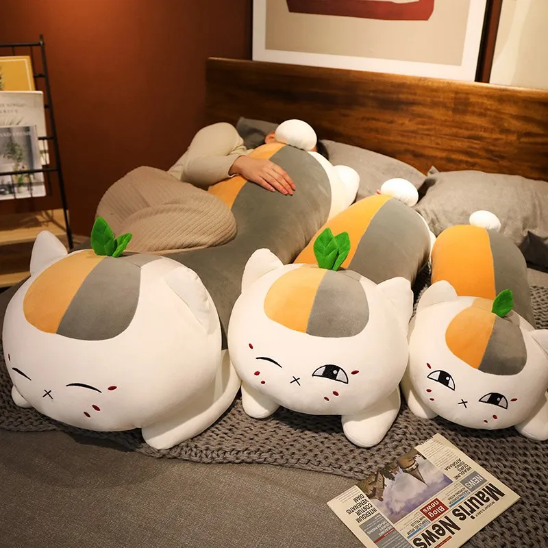 75cm-105cm Anime Natsume Yuujinchou Nyanko Sensei Cat Plush Toy Soft Stuffed Cat Teacher Long Pillow Doll Birthday Gift