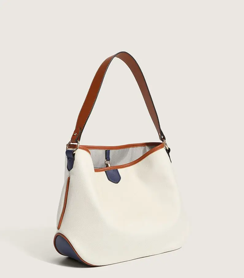 Women's Fashion Contrasting Colors Art Canvas Handbag Daily Commuter Lady Large Capacity Tote Single Shoulder Crossbody Bag