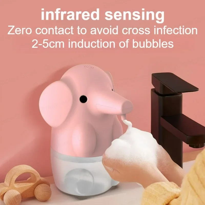 Automatic Foaming Cute Elephant Soap Dispenser Touchless Hand Soap Dispenser Rechargeable Dish Soap Dispenser for Bathroom