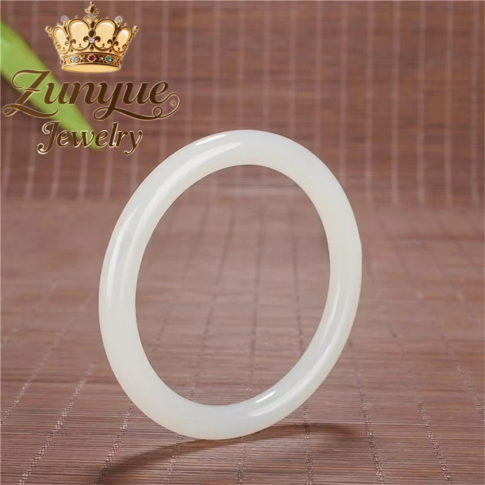 Natural Sheep Fat Jade Bracelet, Retro Round And Thin Stripe Bracelet Best Selling Handicraft Fashion Jewelry Exquisite Elegant