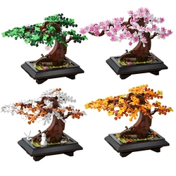 Gobricks MOC Four Season Bonsai Tree Bricks Model Decoration Building Blocks Bonsai Tree 4 in 1 Building Block Kits Toys Gift