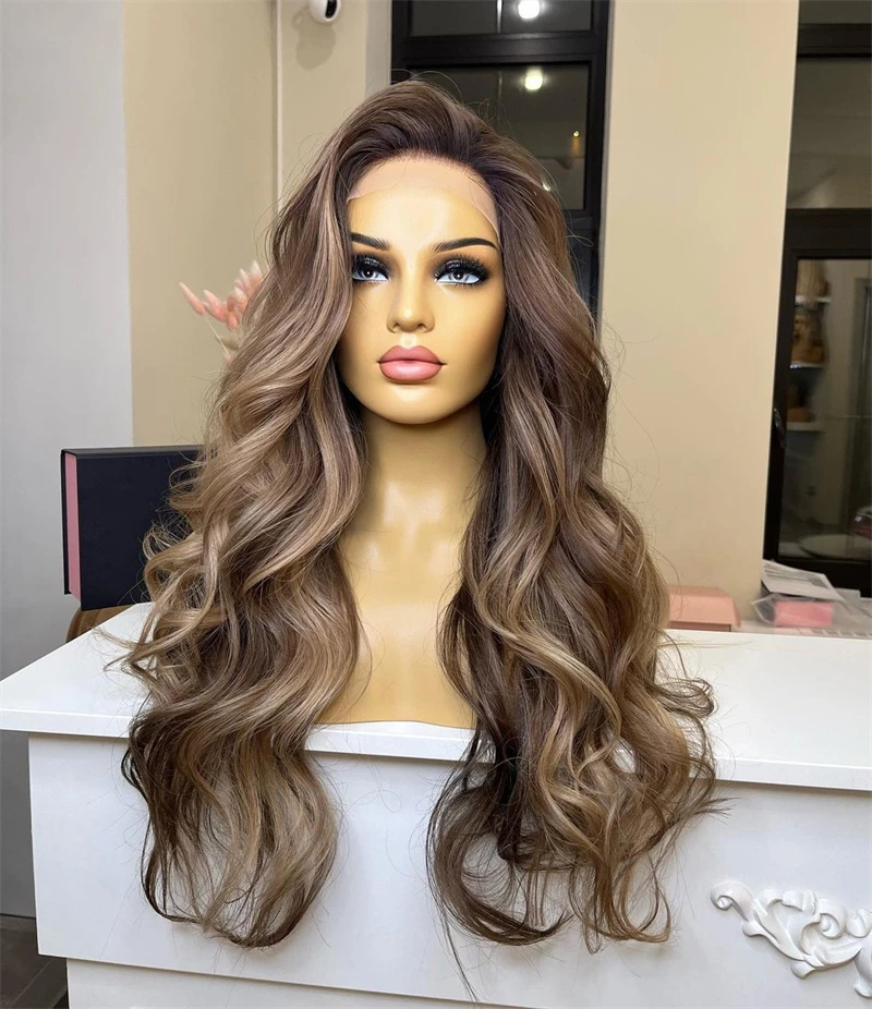 30 Inch Long Curly Wigs Brown Wavy Wigs Brown Long Wig Women Synthetic Wigs Long Curly Wave Wig Wavy Curly Hair Naturel Wig