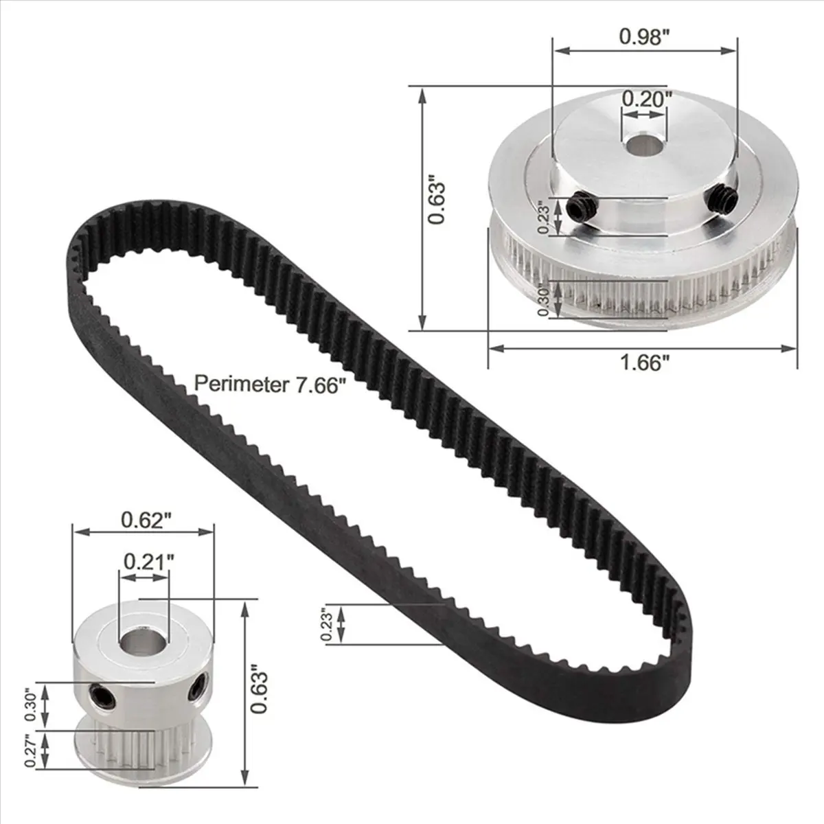 #(Upgraded)2 Kit Synchronous Wheel 20&60 Teeth 5mm Bore,Aluminum Timing Pulley with 2 Pcs Length 200mm Width 6mm Belt(Bore 5mm)