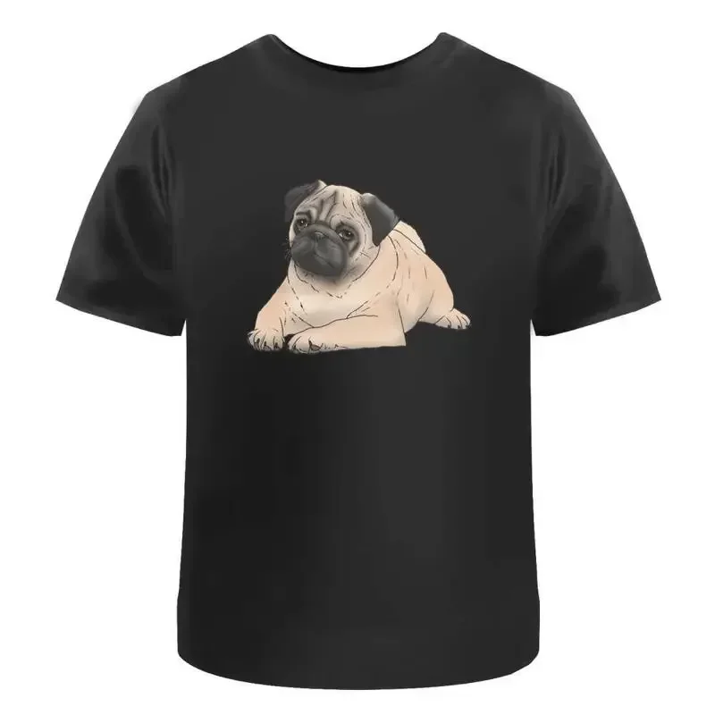 Relaxed Pug Puppy' Baumwoll-T-Shirt Ta040100