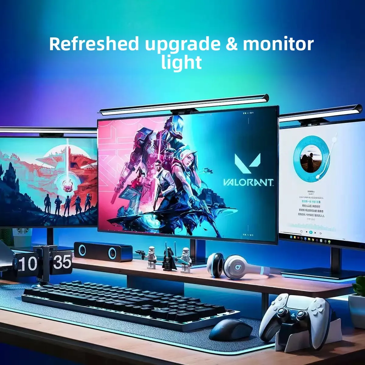 RGB Touch-Control Monitor Light Bar with Eye Protection, 5-Level Dimming, Gaming Ambient Lighting, and USB Fill Light
