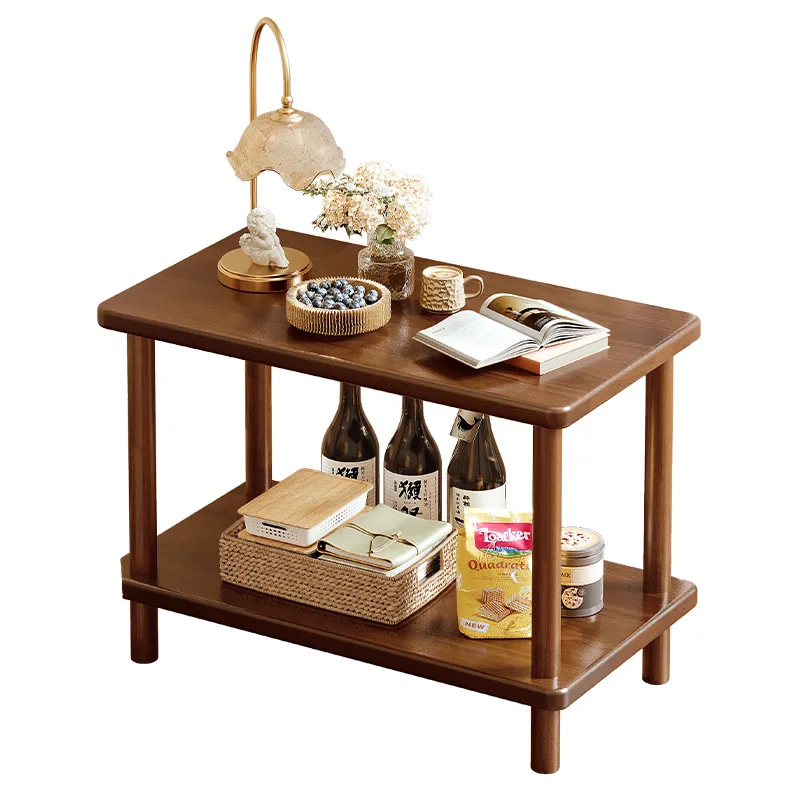 

Sofa side living room walnut small coffee table modern simple household shelf simple double small table