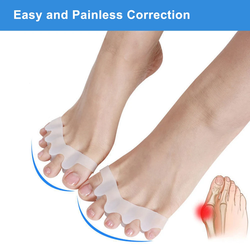 Toe Separator 5 Hole Foot Care Pedicure Bunion Corrector Silicone Orthotic Hammer Separator Easy To Wear Bunion Corrector