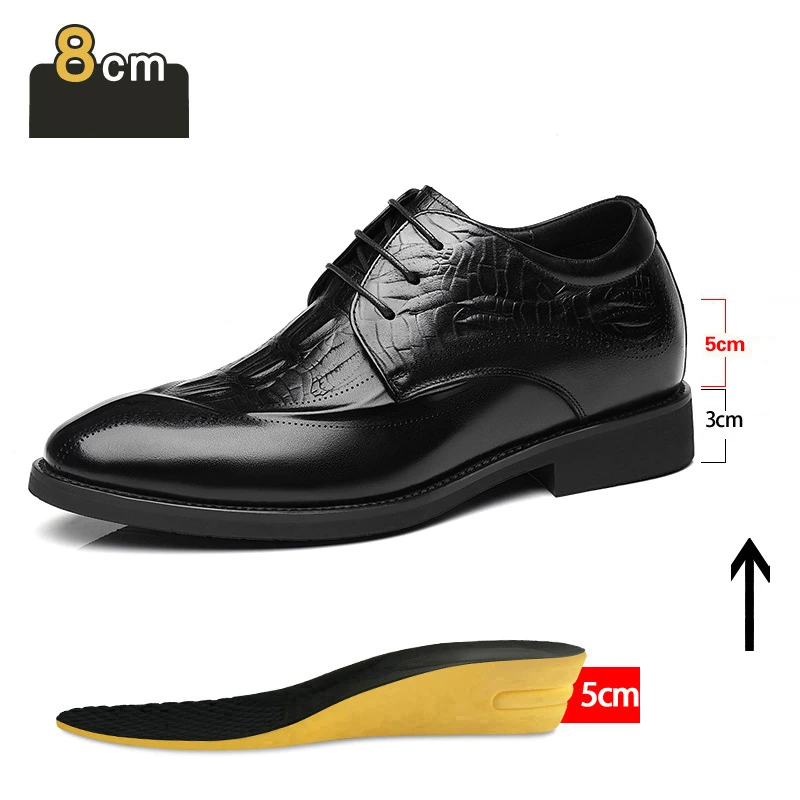 Echtes Leder männer Aufzug Schuhe Versteckte Heels Casual Schuhe Mann 8CM 6CM Höhe Zunehmende Brogue Schuhe Mode hochzeit Party