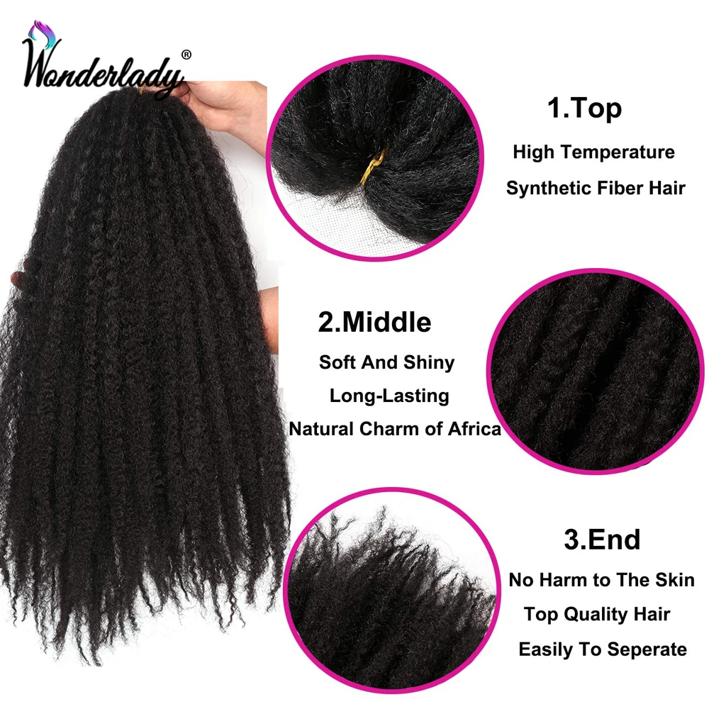 WonderLady Crochet trecce Afro Kinky Marley intrecciare le estensioni dei capelli Ombre capelli sintetici per le donne nero marrone Burg 18 pollici 100g