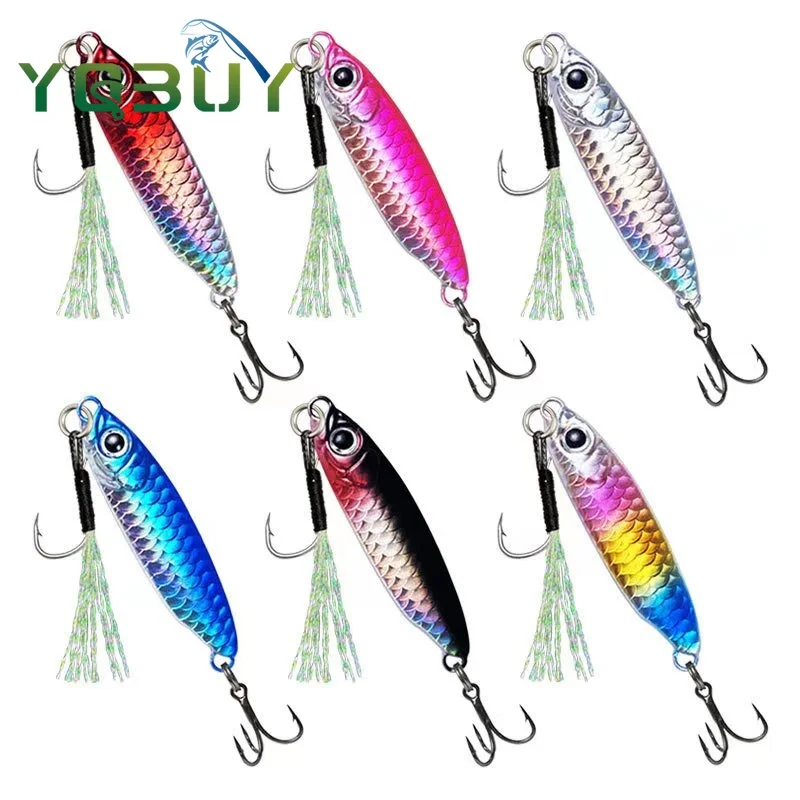 Fishing Jigging Hook Spinner Bait 7g/10g/15g/20g/25g Laser Metal Jig Umpan Casting Spoon Fishing Lure