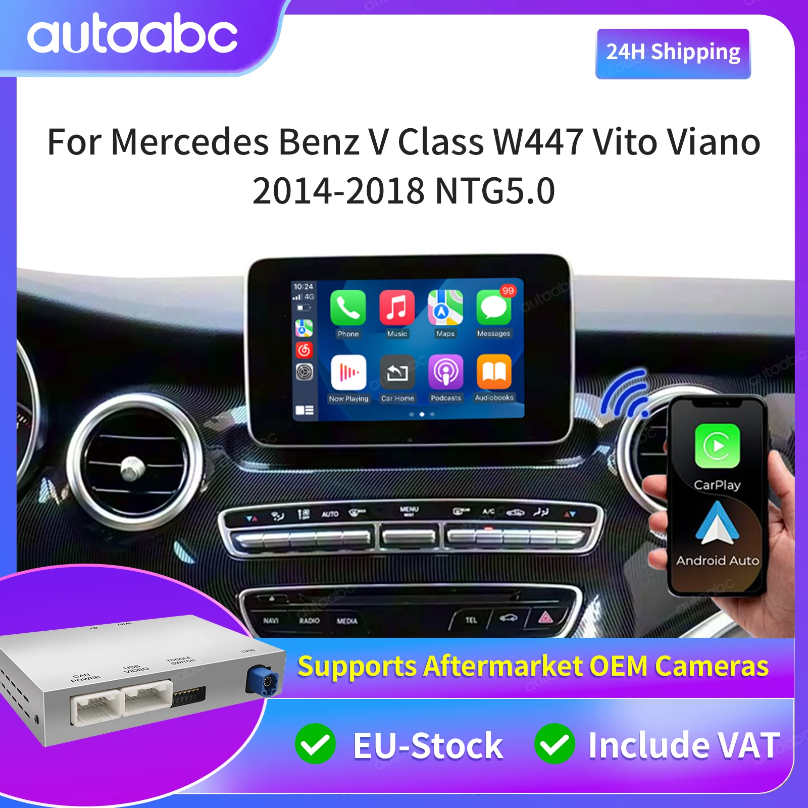 Modulo GPS senza filo CarPlay Android Auto per Mercedes Benz sistema NTG5.0 classe C GLC A B GLE S V W205 W447 X253 W222 W176 W117