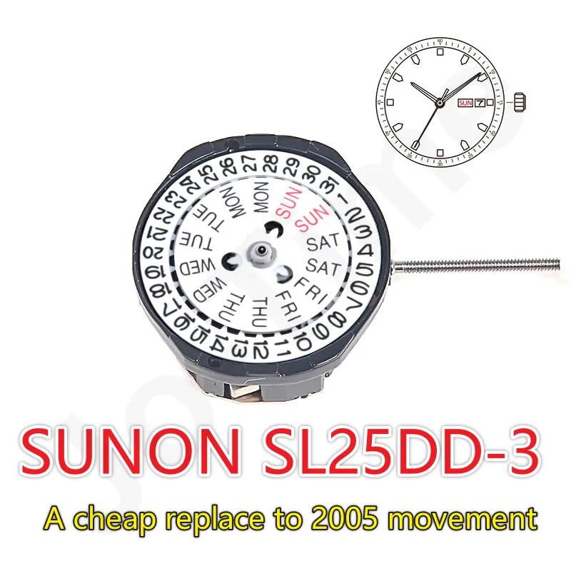 SUNON SL25DD-3 Movement China sl25DD-3 Quartz Movement Calendar Date Display Watch Wristwatch Part Repair Accessories