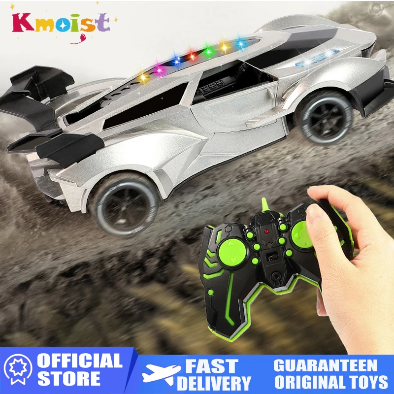 2.4G 4CH Remote Control Double-Door High-Speed Car Remote Control Car Toy Drift RC Car with Spray Lights Toys for Boys Xmas Gift