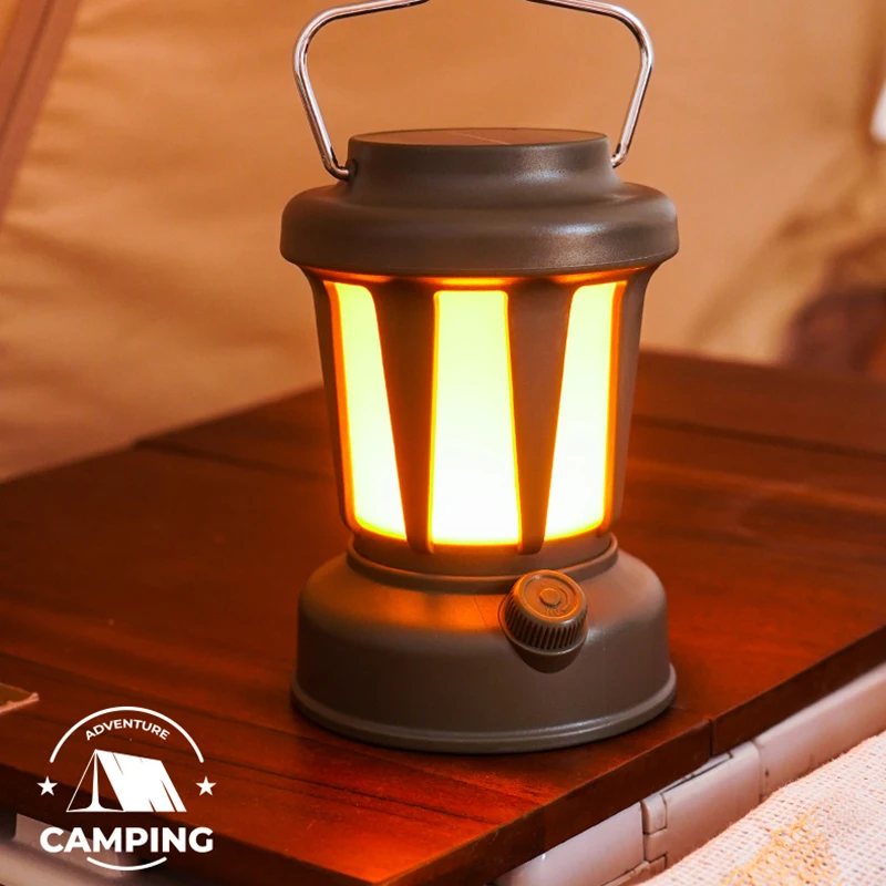 

1pc Retro Portable Camping Lanterns Rechargeable Dimmable Tent Light Outdoor Waterproof Flashlight Emergency For Fishing LT067