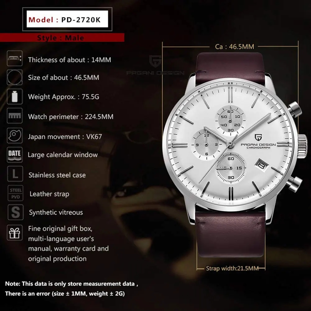 Men's VK67 Quartz Chronograph Wristwatch, Waterproof